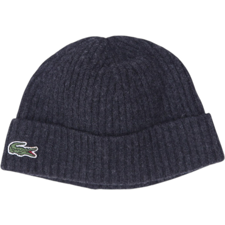 Mens Lacoste Logo Wool Ribbed Beanie