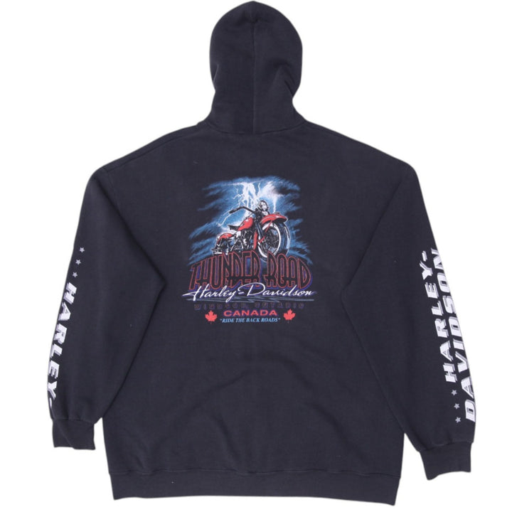 Vintage Mens Harley Davidson Hoodie Black Full Zip USA Graphic XL | Migration_Hoodies - Side View | Fashion Rerun