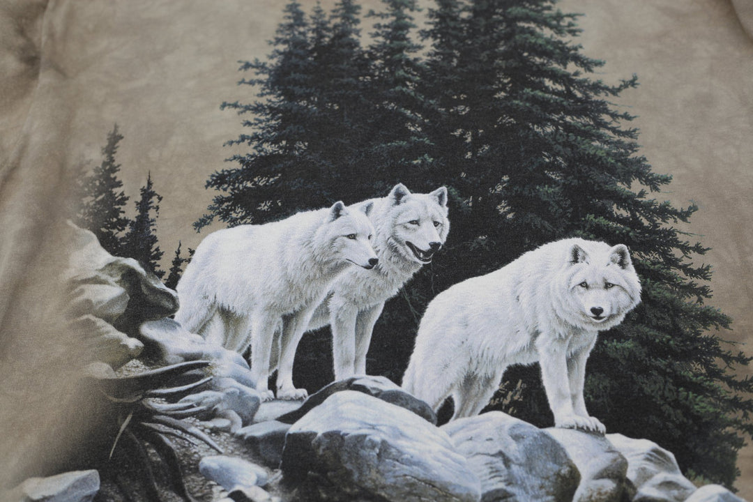 Vintage The Mountain White Wolves Tie Dye Graphic T-Shirt Made in USA Size XXL