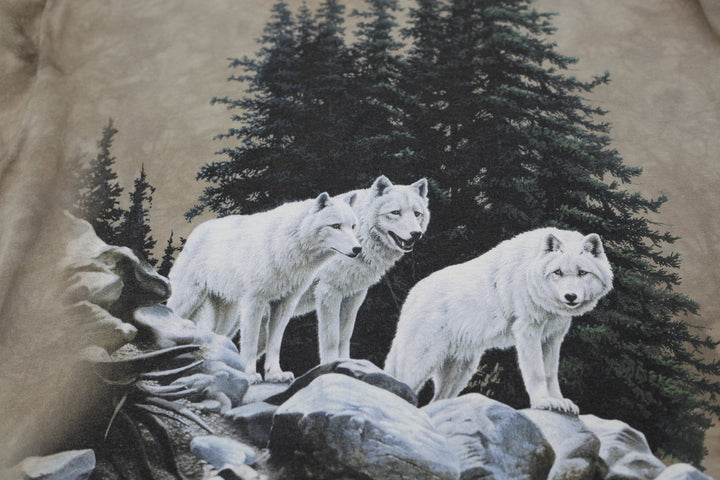 Vintage The Mountain White Wolves Tie Dye Graphic T-Shirt Made in USA Size XXL