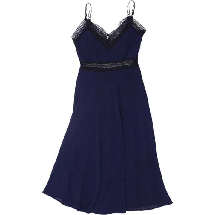 Y2K Ladie Navy Lace Trim Strappy Elegant Midi Dress Size S | Migration_Dresses | Fashion Rerun