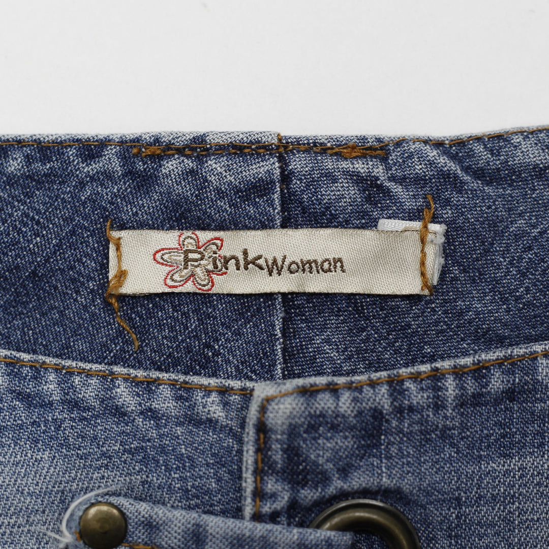 Y2K Ladies Pink Woman Low Rise Micro Denim Shorts Size XS
