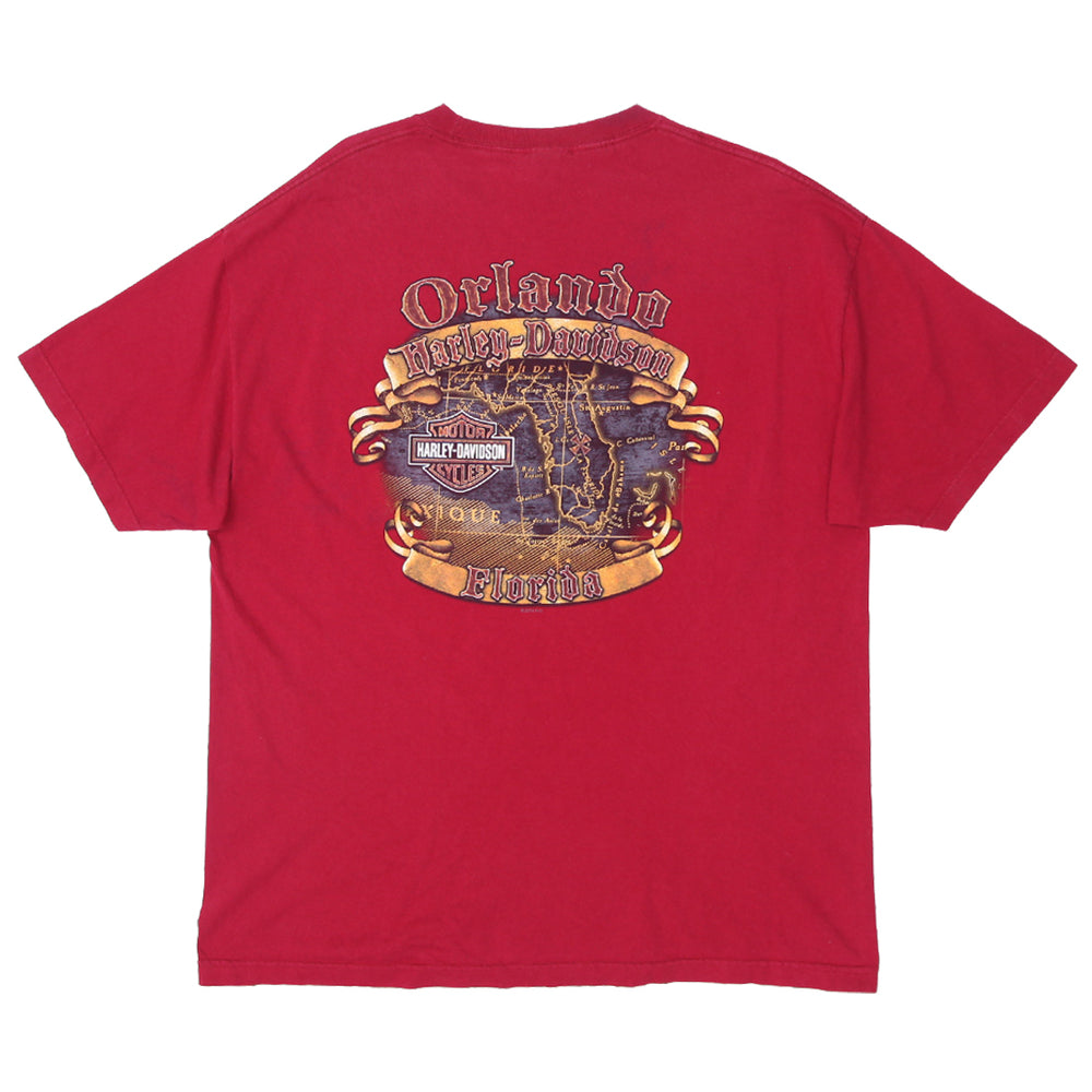 Mens Harley Davidson Motorcycles Oralndo Florida T-Shirt Red - Fashion Rerun Vintage Migration_T-Shirt