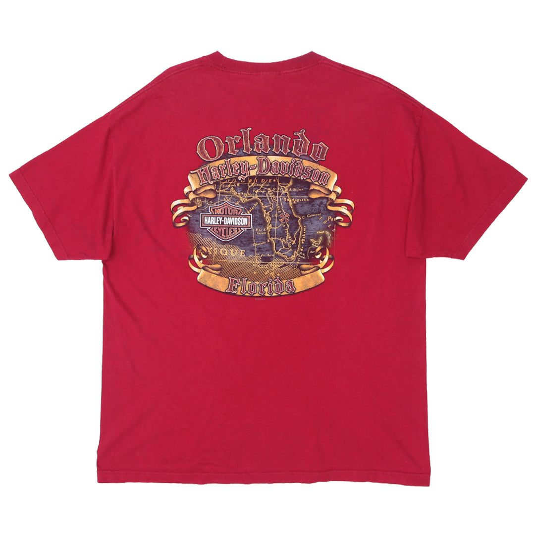 Mens Harley Davidson Motorcycles Oralndo Florida T-Shirt Red - Fashion Rerun Vintage Migration_T-Shirt