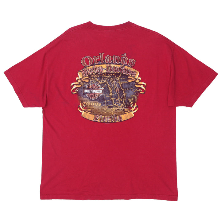 Mens Harley Davidson Motorcycles Oralndo Florida T-Shirt Red - Fashion Rerun Vintage Migration_T-Shirt
