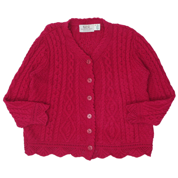 Vintage Aran Sweater Market 100% Merino Wool Cable Knit Cardigan Sweater Ladies XL - Fashion Rerun Vintage Migration_Sweaters