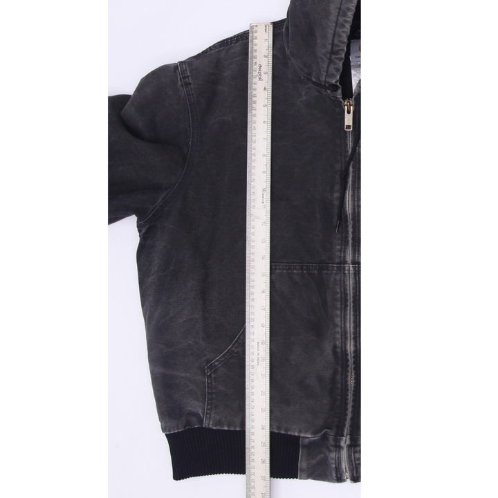 Mens Carhartt J130 BLK Full Zip Hooded Workwear Sleeve Jacket