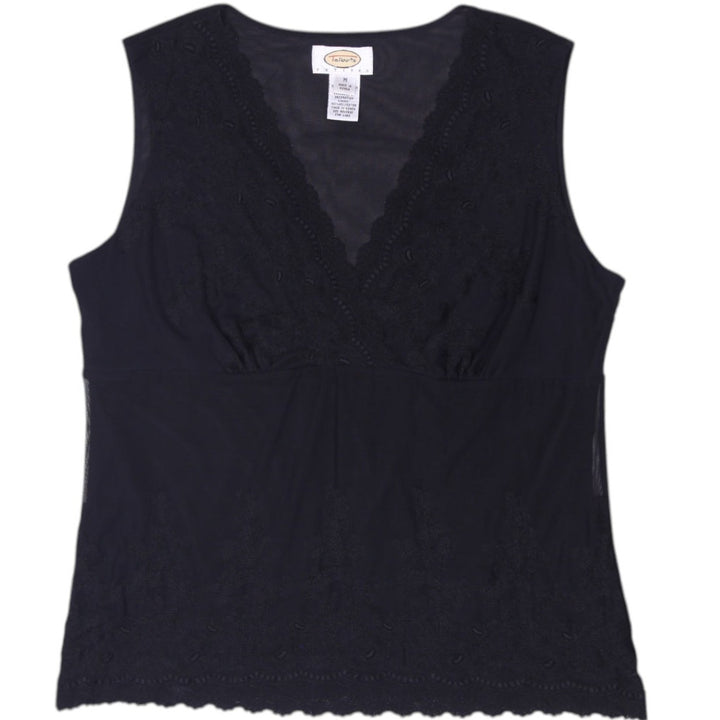 Y2K Ladies Talbots Embroidered Mesh Tank Top Size M