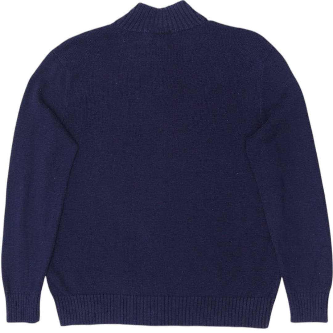 Mens Polo Ralph Lauren Sweater Navy Blue Knit Button Neck Size XL