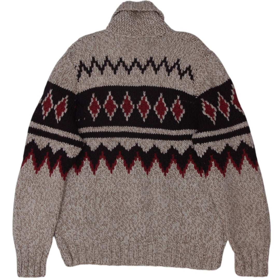 Vintage 50s Cowichan-style Mary Maxim Wool Knitwear Size XL | Migration_Jumper & Knitwear - Side View | Fashion Rerun