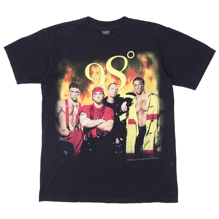 1998 Vintage 98 Degrees Group T-Shirt Black Polygram M