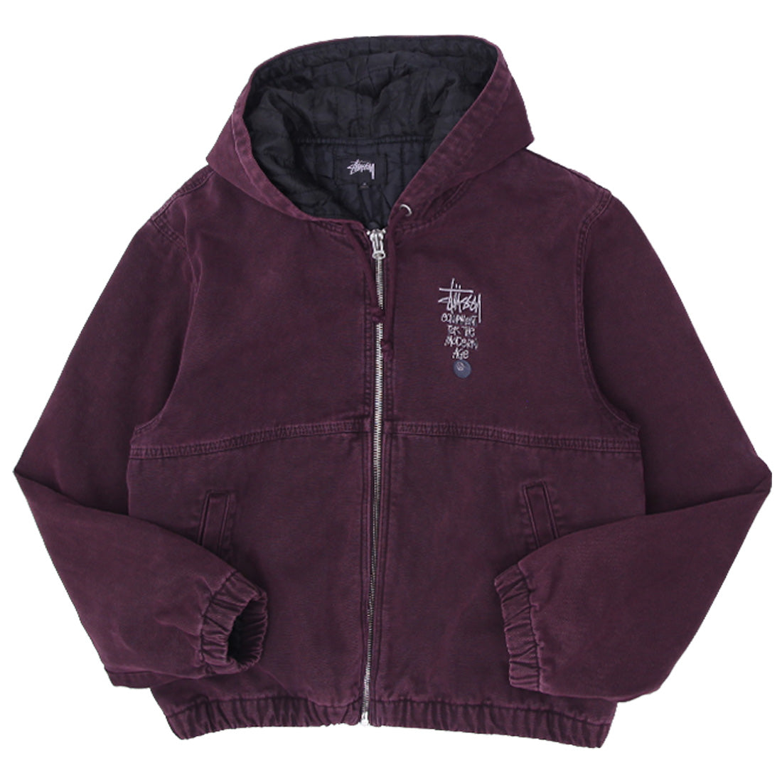 Shop Vintage Stussy Insulated Full Zip Hooded Work Jacket-Size M
