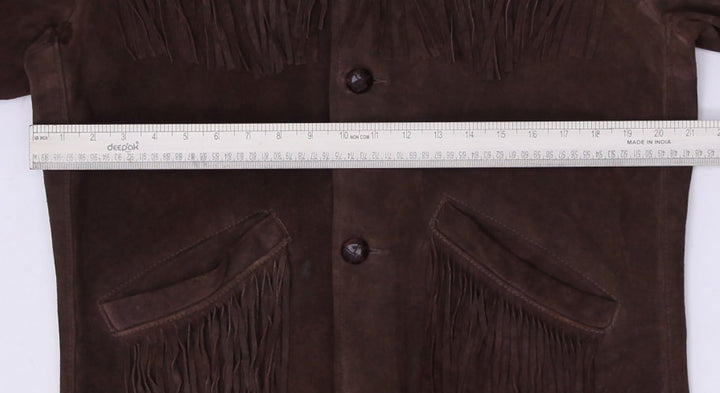 Vintage 70s Jacket Suede Fringe Western Cowboy Leather Brown