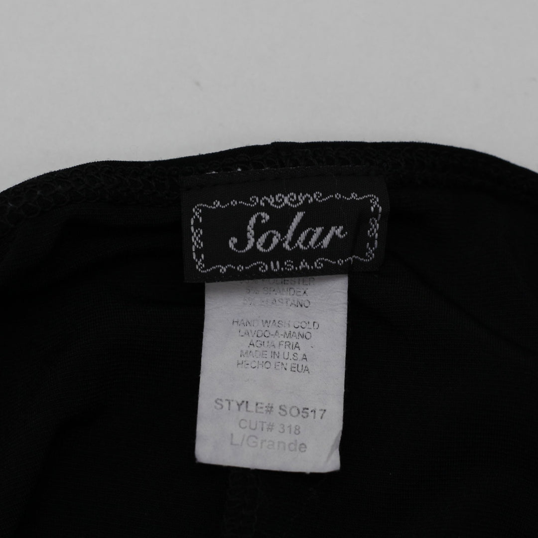 Y2K Ladies Solar U.S.A. Black Halter Neck Handkerchief Hem Rhinestone Top Size L