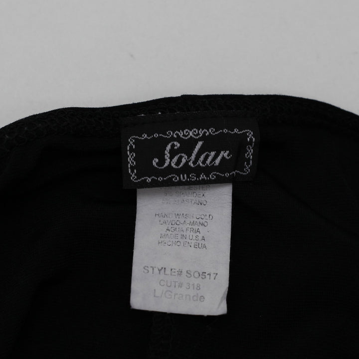 Y2K Ladies Solar U.S.A. Black Halter Neck Handkerchief Hem Rhinestone Top Size L
