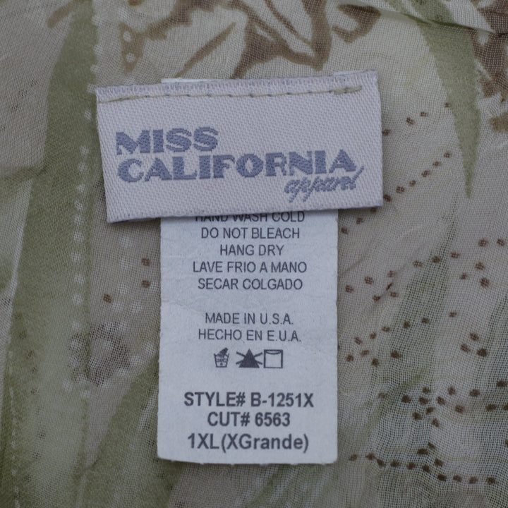 Y2K Ladies Miss California Sheer Floral Asymmetrical Bandana Hem Cami USA 1XL