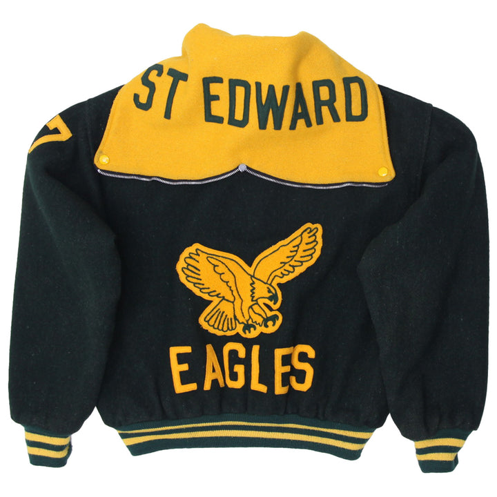 Vintage Fordham #87 St Edward Eagles Green Varsity Jacket | Migration_Jacket UAENAT20 - Side View | Fashion Rerun