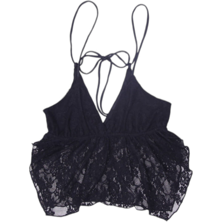 Y2K Ladies Lace Bralette Black Lace Plunge Strappy S | Migration_Y2K Tops | Fashion Rerun