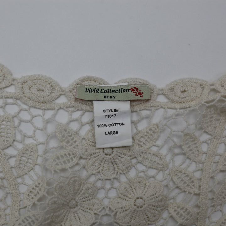 Y2K Ladies Vivid Collection T1017 Floral Lace Crochet Top Size L