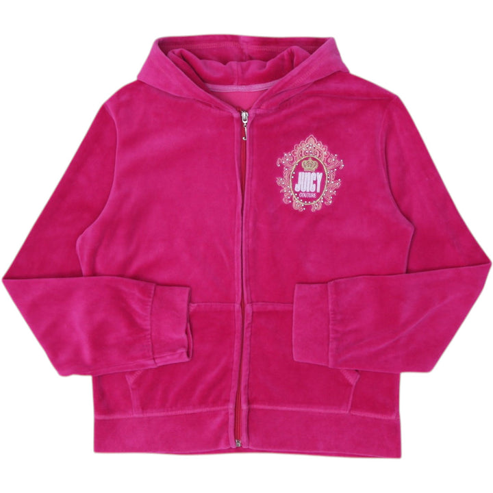 Y2K Ladies Juicy Couture Hoodie Pink Velour Full Zip