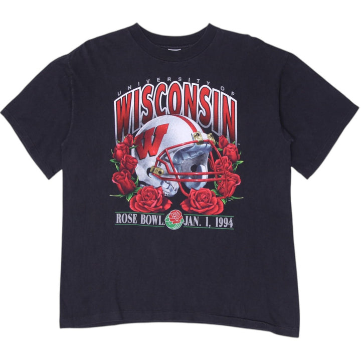 Vintage Salem Sportswear T-Shirt Black Wisconsin Rose Bowl Graphic Made In USA L | Migration_T-Shirts | Fashion Rerun