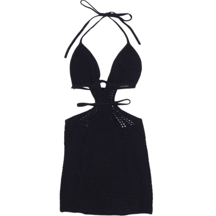 Y2K Ladies Cutout Knitted Halter Neck Mini Dress Size S | Migration_Dresses | Fashion Rerun
