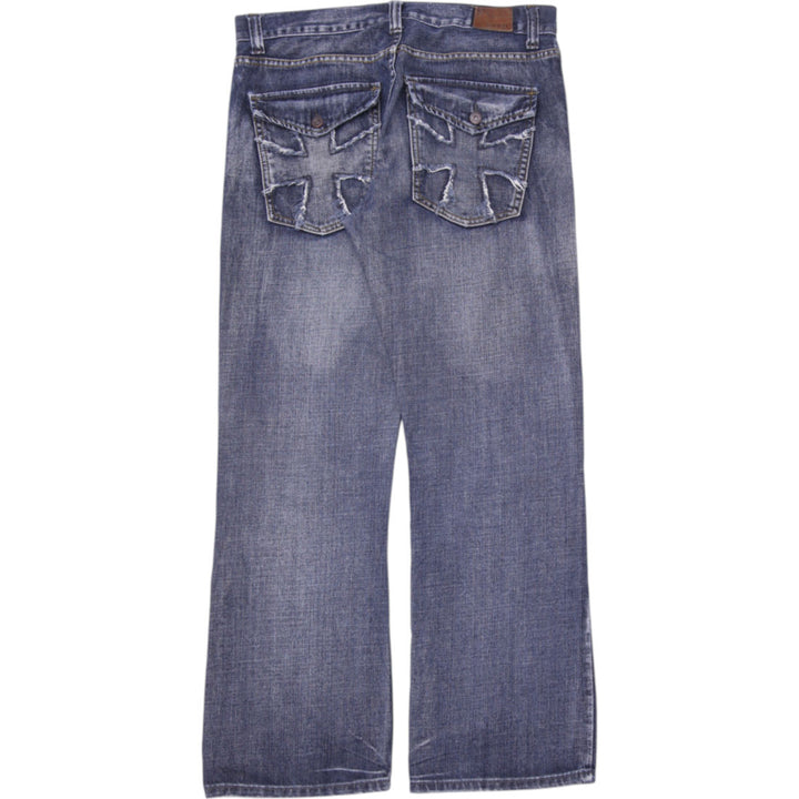 Mens Flypaper Bootcut Faded Blue Denim Jeans Size W33 x L32