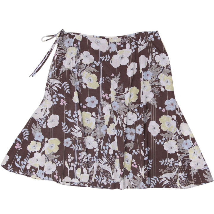 Y2K Ladies Context Floral Print Pleated Midi Skirt Size 8