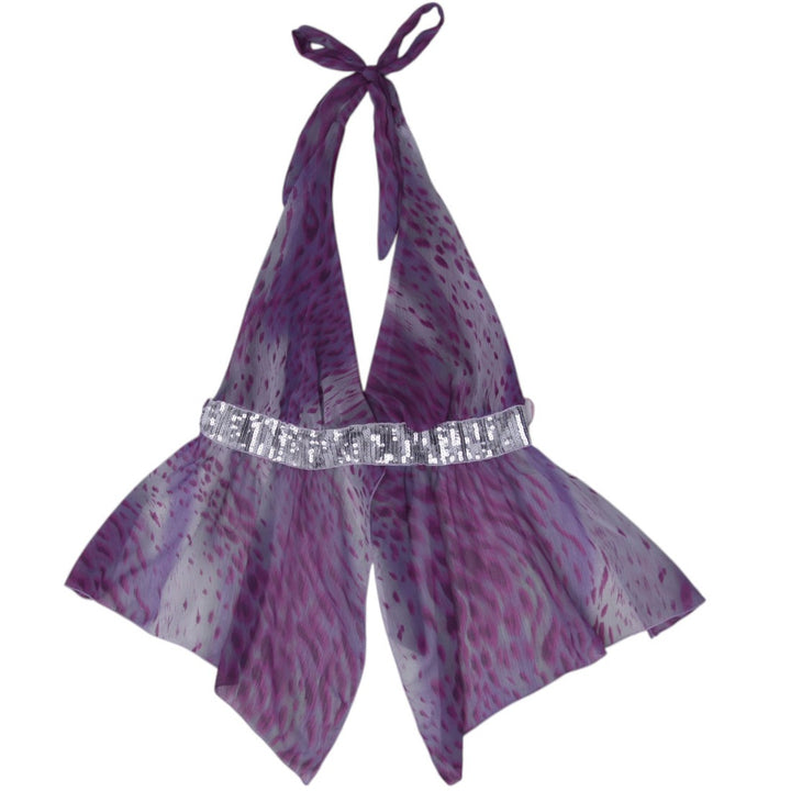 Y2K Ladies Sheer Sequin Purple Halter Top Size XS | Migration_Y2K Tops | Fashion Rerun