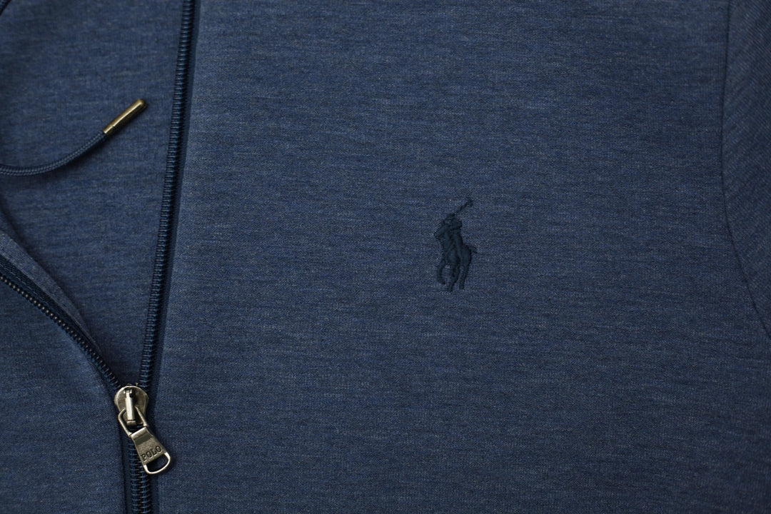 Mens Polo Ralph Lauren Hoodie Blue Full Zip Logo | Migration_Hoodies - Detail View | Fashion Rerun
