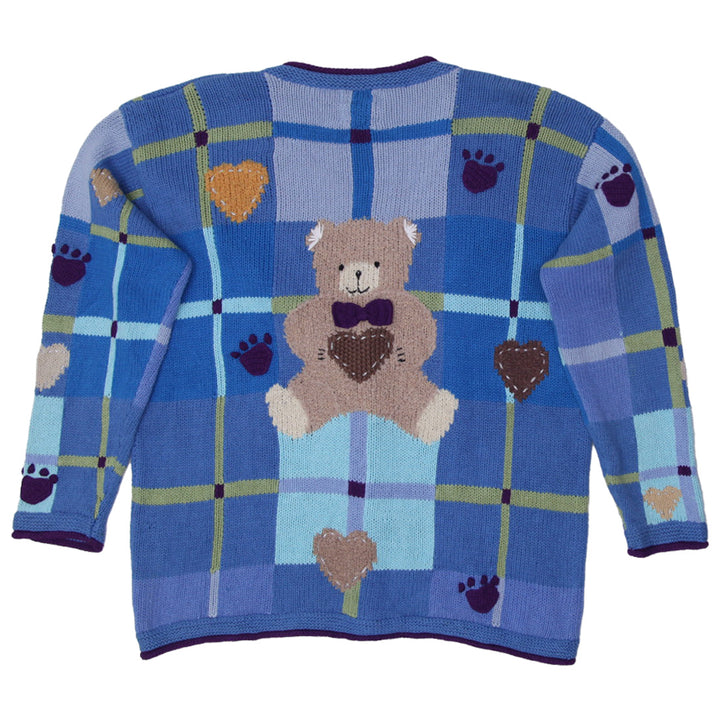 Vintage Storybook Knits My Funny Teddy  Cardigan Sweater