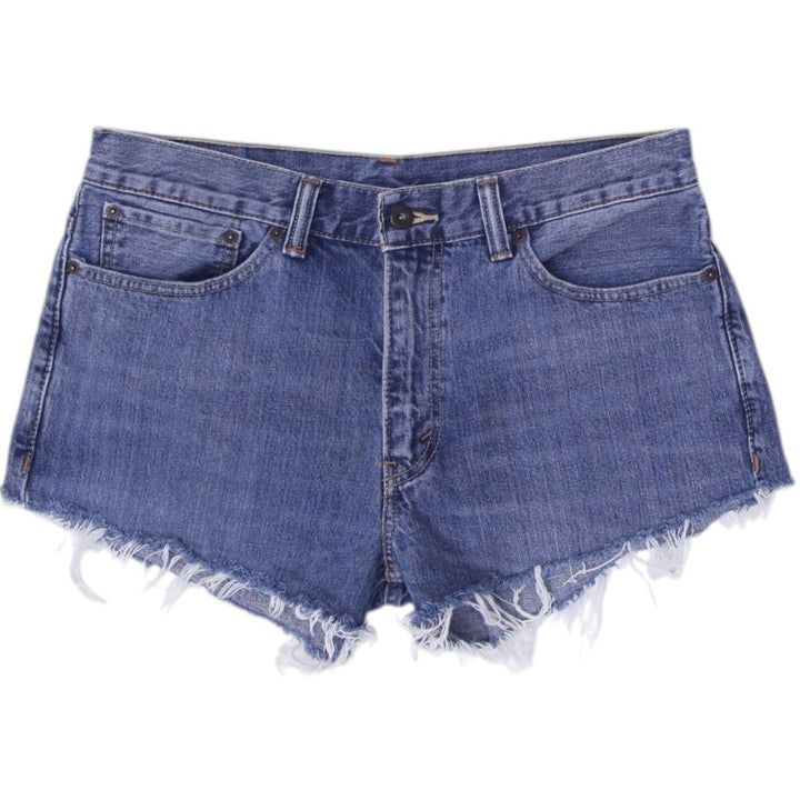 Levis 511 Washed Blue Fringe Casual Style Denim Shorts Size 36