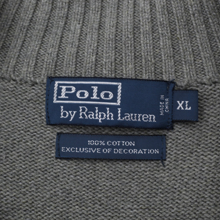 Mens Polo By Ralph Lauren Gray Cotton Quarter Zip Sweater XL | Migration_Knitwear & Sweaters RL Collection - | Fashion Rerun