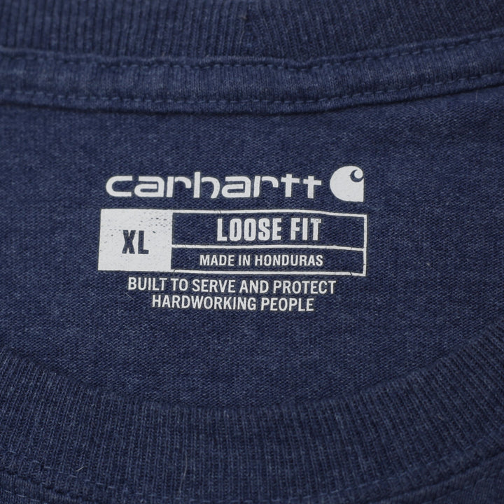 Mens Carhartt Loose Fit K195 Graphic T Shirt Heather Navy Blue Neon Green Logo