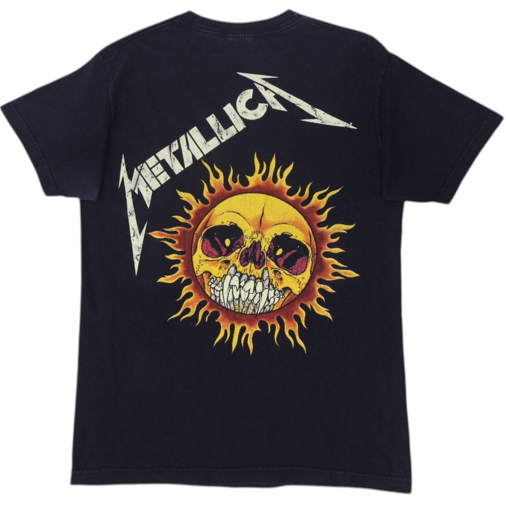 Vintage 90's Metallica Pushead Flaming Vampire Skull Band T-Shirt Black | Migration_T-Shirts - Side View | Fashion Rerun