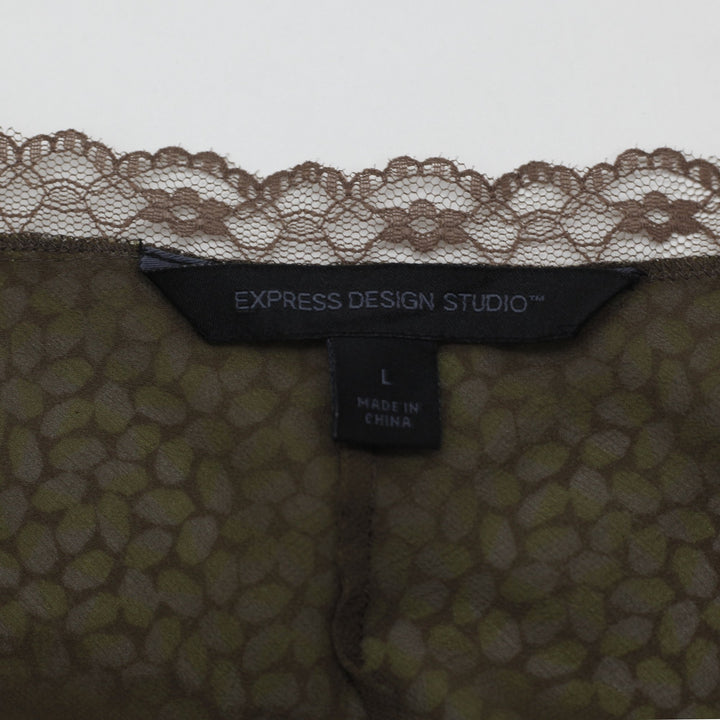 Y2K Ladies Express Camisole Brown Lace Floral Stretchable Size L
