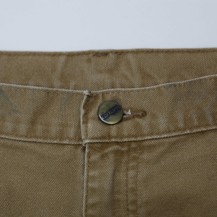 Mens Carhartt B136 Double-Knee Carpenter Pants Distressed Brown Washed Duck