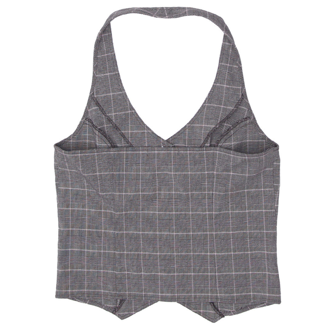 Y2K Halter Neck Plaid Vest Top - Fashion Rerun Vintage Migration_Tops