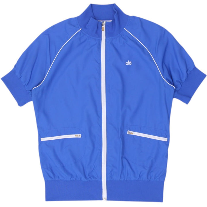 Ladies Alo Track Jacket Blue Full Zip Short Sleeve Athletic | Migration_Jackets | Fashion Rerun