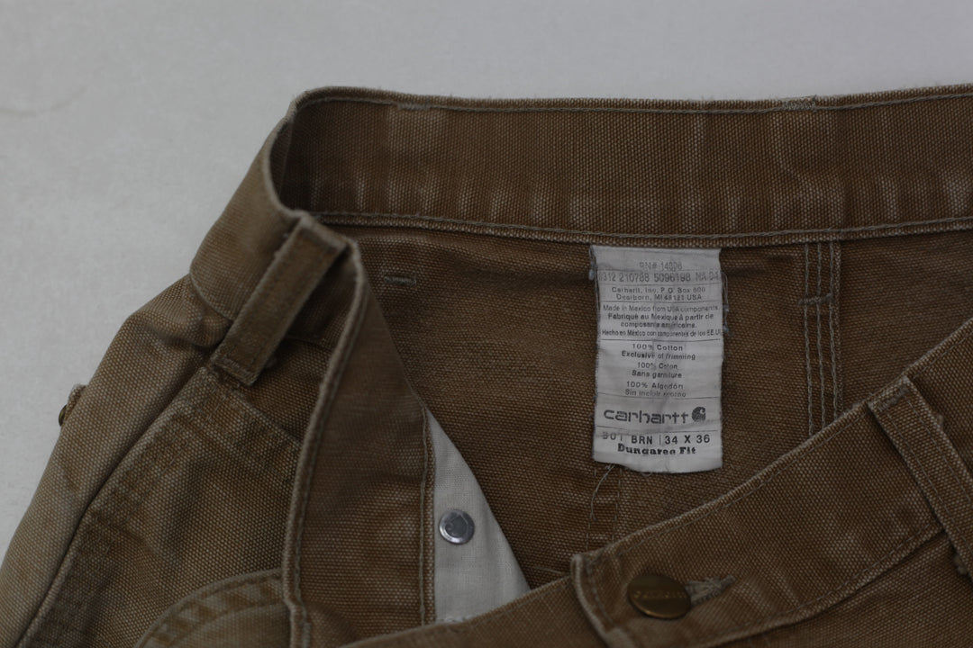 Mens B01 BRN Dungaree Fit Double Knee Carhartt Pants