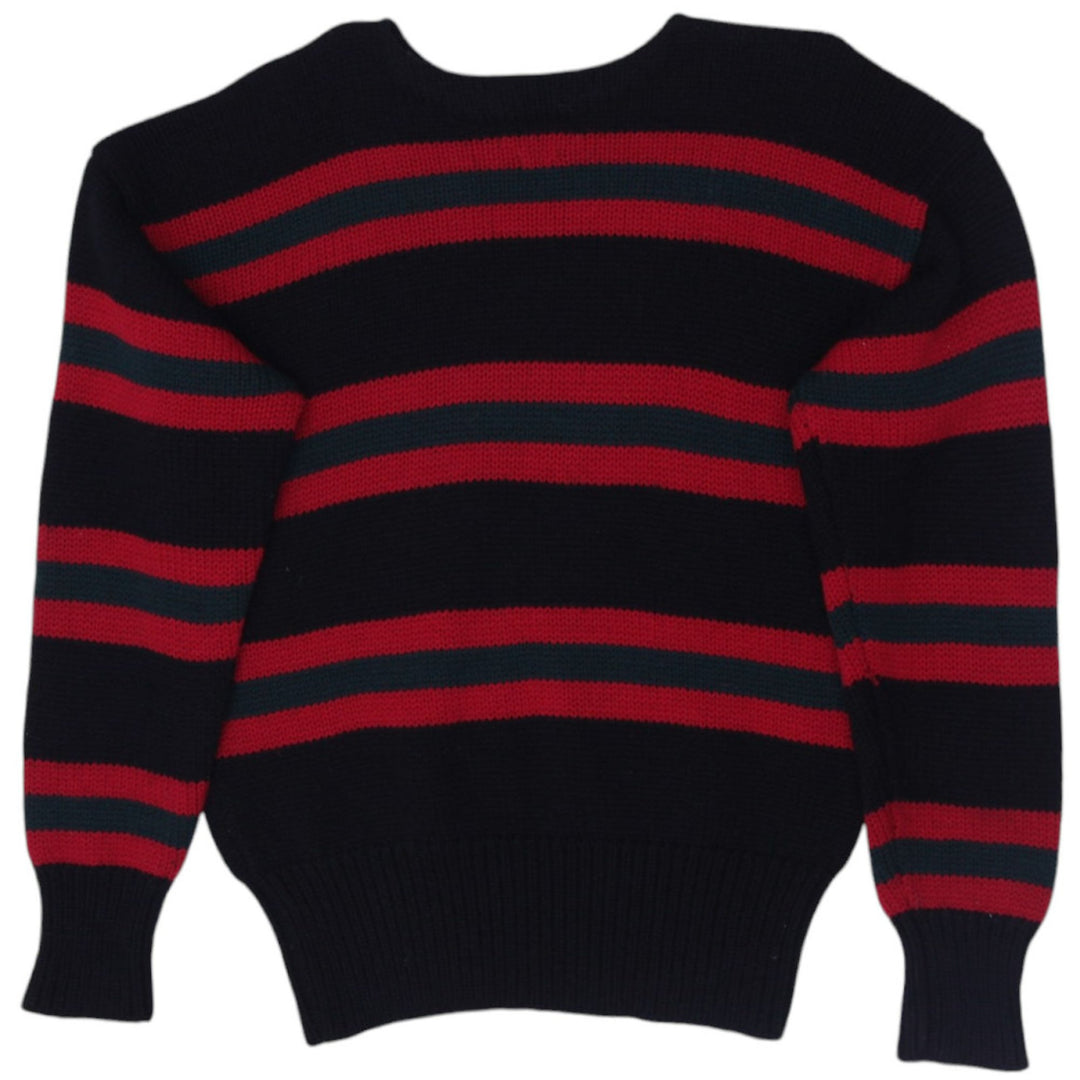 Vintage Polo By Ralph Lauren Striped 100% Wool Crewneck Sweater