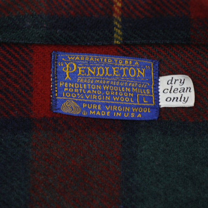 Vintage Pendleton Wool Jacket Red Green Plaid Wool Made In USA L | Migration_Jackets - Back View | Fashion Rerun