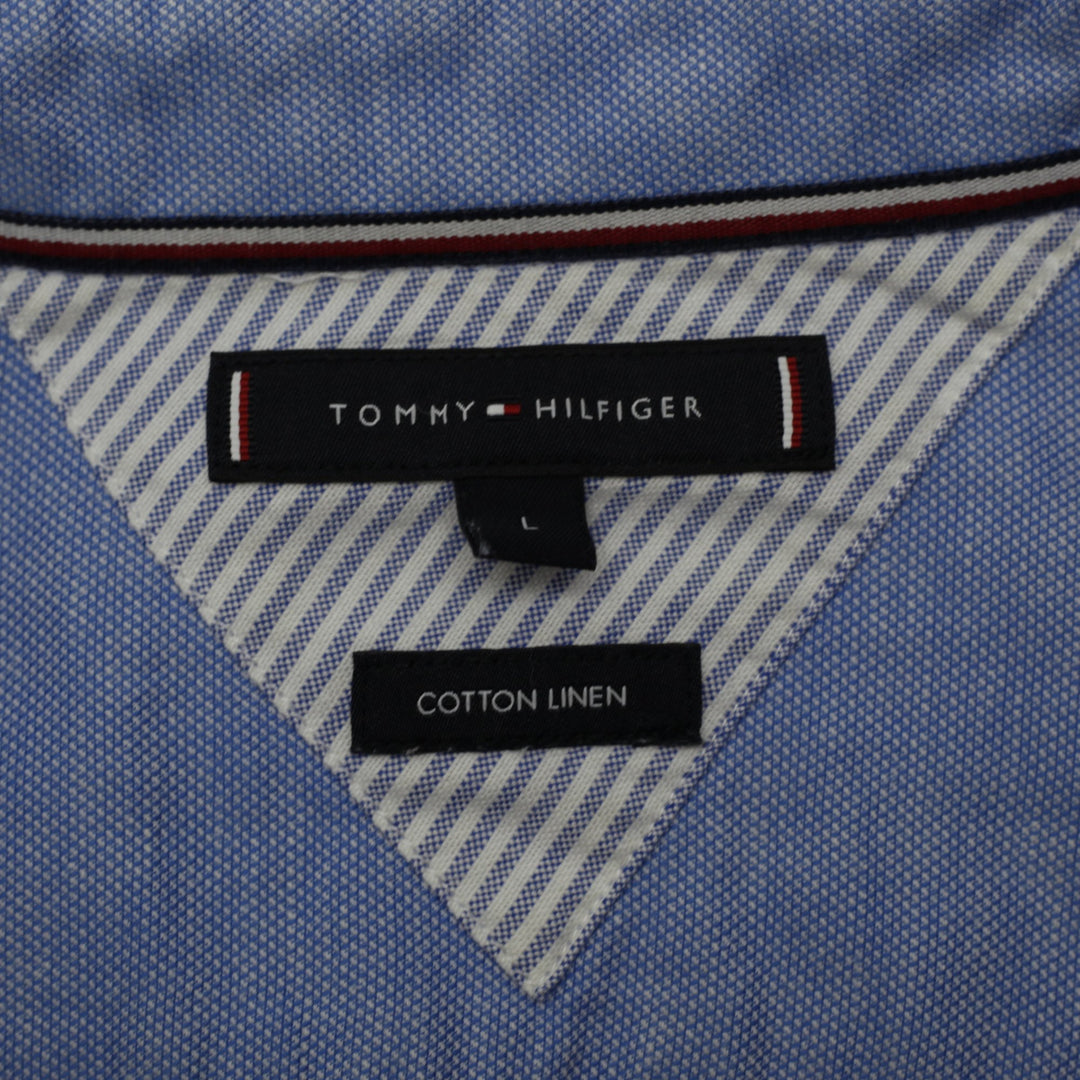 Mens Tommy Hilfiger Cotton Linen Long Sleeve Button Down Shirt Size L