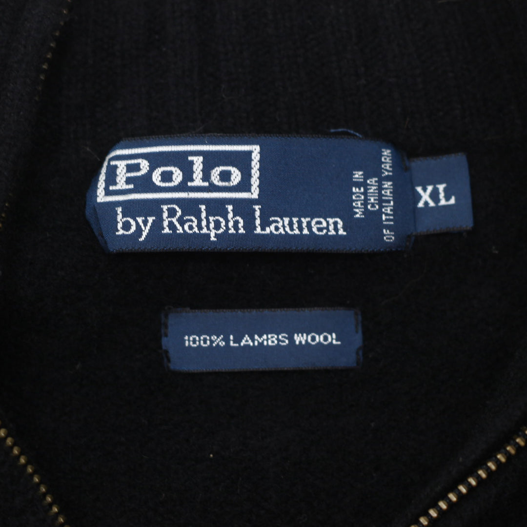 Vintage Polo Ralph Lauren 100 % Lambs Wool Quarter Zip Sweater Black XL - Fashion Rerun Vintage Migration_Sweaters