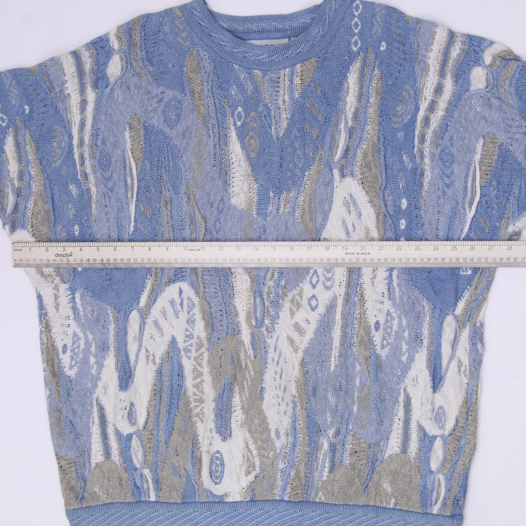 Vintage 90s COOGI Blues 100% Cotton 3D Textured Knit Crewneck Sweater Size L