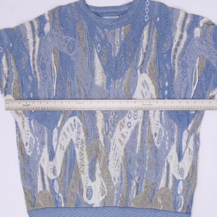 Vintage 90s COOGI Blues 100% Cotton 3D Textured Knit Crewneck Sweater Size L