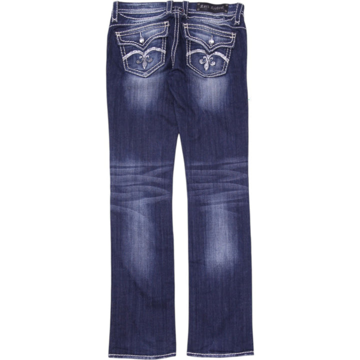 Y2K Ladies Rock Revival Buckle Sasha Straight Thick Contrast Stitch Jeans 29