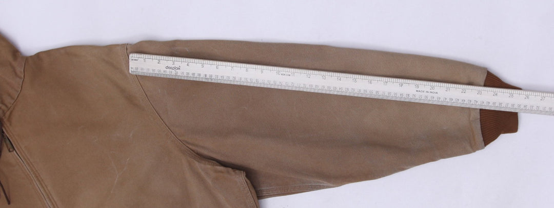 Vintage Mens Carhartt Hoodie Brown Full Zip Workwear Jacket Size XXL