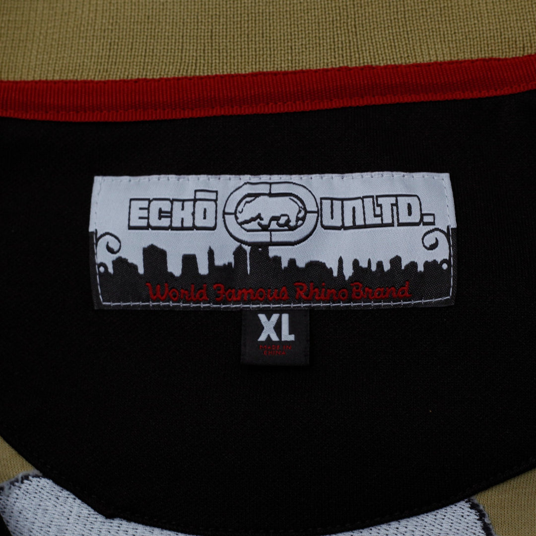 Y2K Mens Ecko Unltd Jacket Brown Zip Up Graphic XL