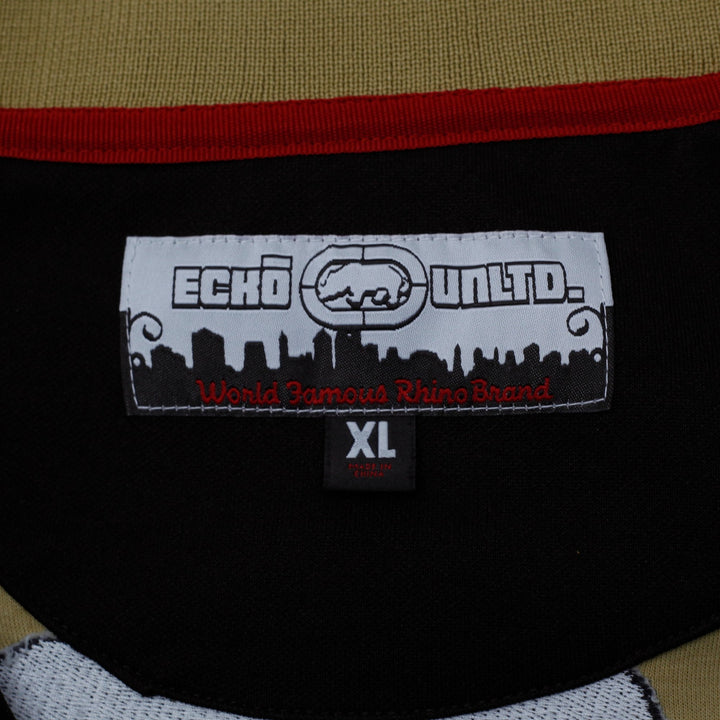 Y2K Mens Ecko Unltd Jacket Brown Zip Up Graphic XL